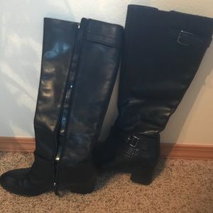 Black leather zip boot